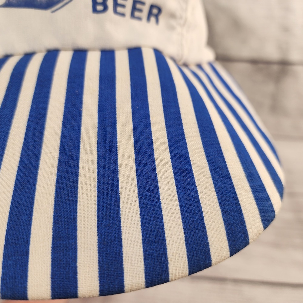 Vintage Miller Lite Beer Painter Hat Blue White Striped Made in USA Retro Cap - Picture 7 of 11
